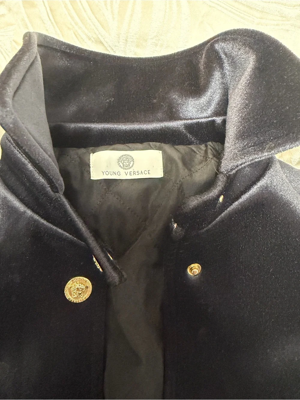 Versace Black Velvet Jacket with Gold Medusa Buttons